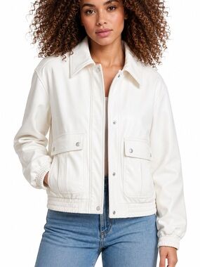 Levi's White Faux-Leather Bomber Jacket